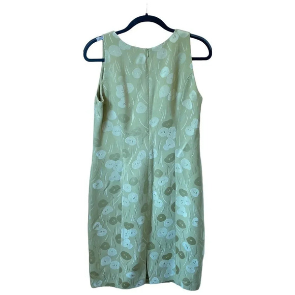 LOUIS FERAUD Green Silk Blend Dress Size US 10 Abstract Pattern Apples - Picture 2 of 6